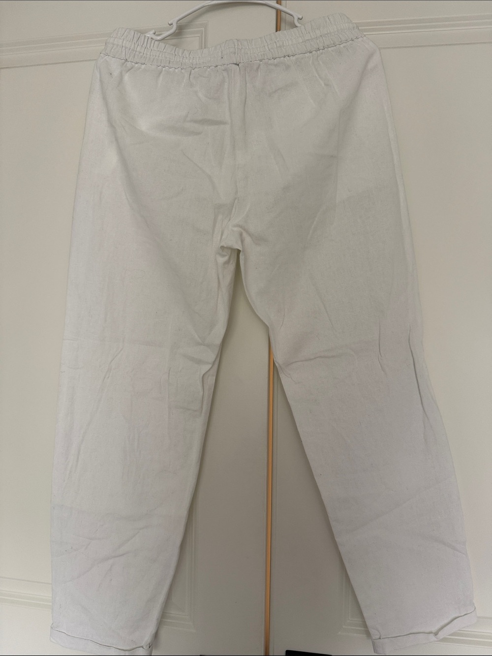 NWOT woMen's White Drawstring Casual Linen Pants - Picture 3 of 3
